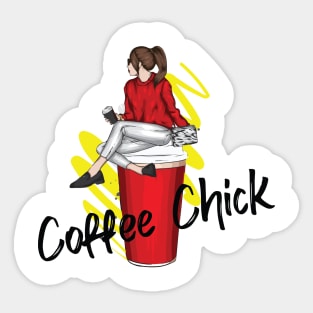 Coffee Chick Sticker